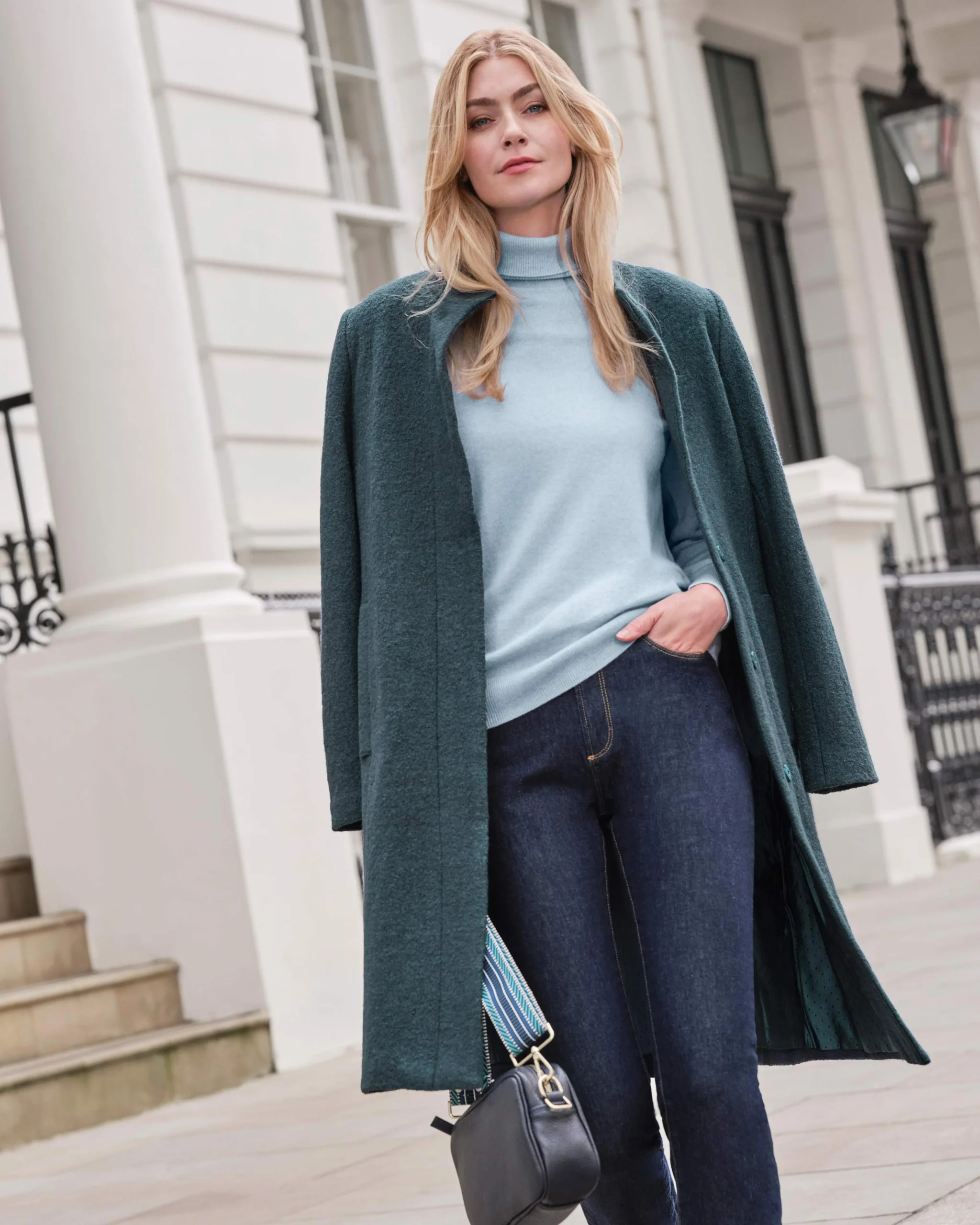 Boucle Textured Wool Funnel Neck Coat^Pure Collection Best
