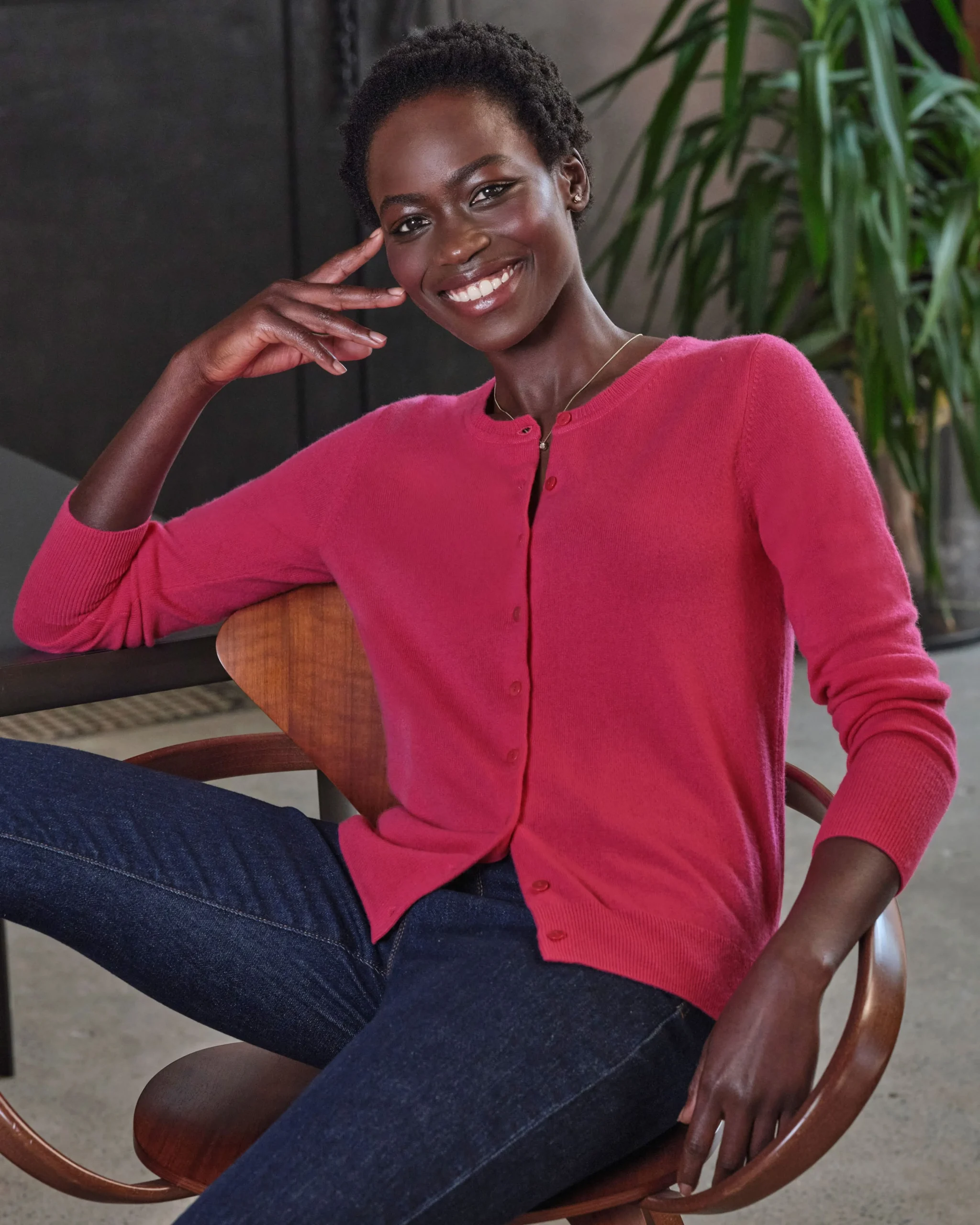 Cashmere Crew Neck Cardigan^Pure Collection Best