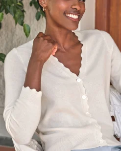Cashmere Crop Scalloped Cardigan^Pure Collection Online