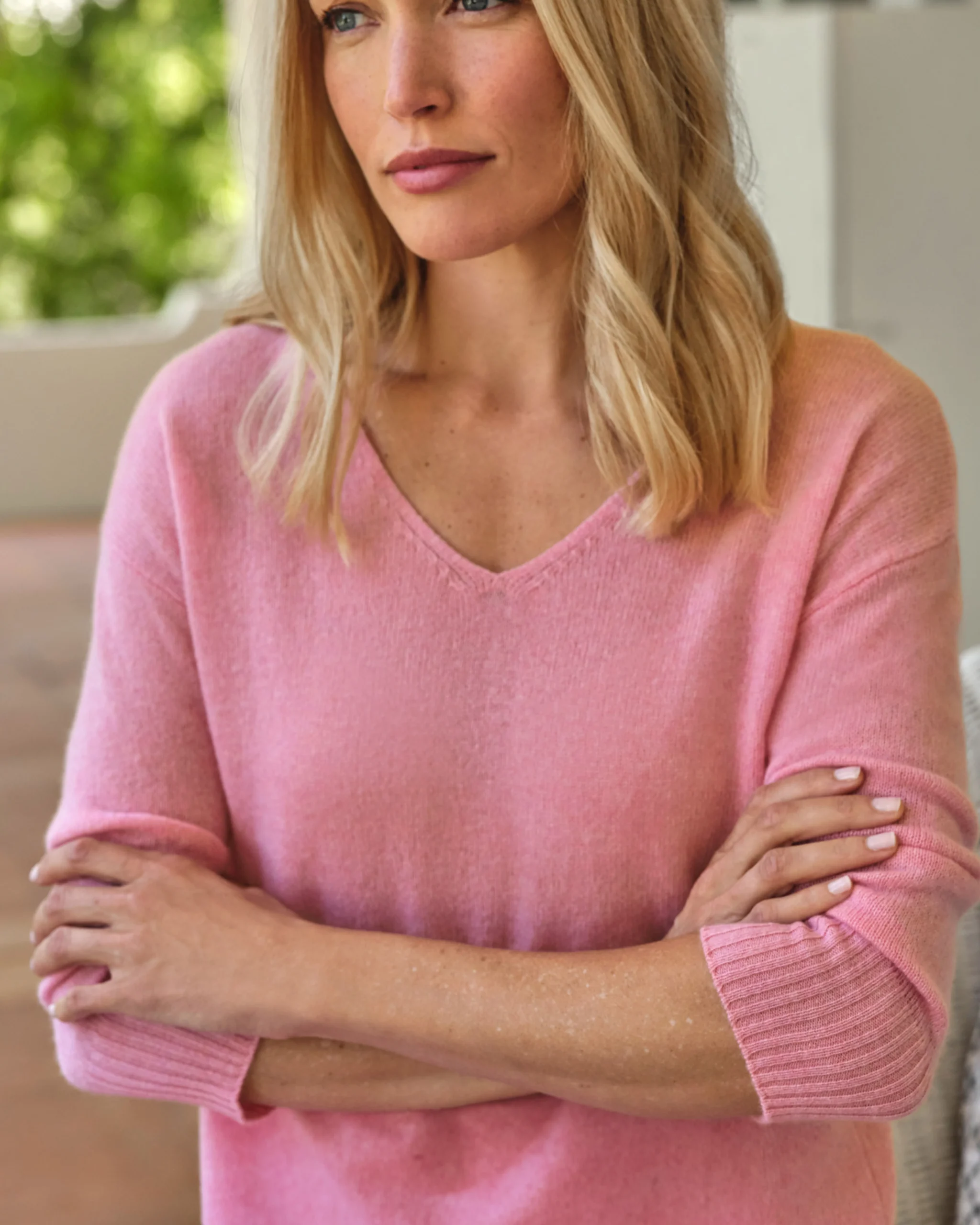 Cashmere Gassato 3/4 V Top^Pure Collection Fashion