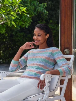 Cashmere Multi Zig Zag Stripe Sweater^Pure Collection Sale