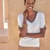 Cotton Blend Crochet Trim Top^Pure Collection Sale