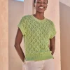 Cotton Lace Knit Top^Pure Collection Sale
