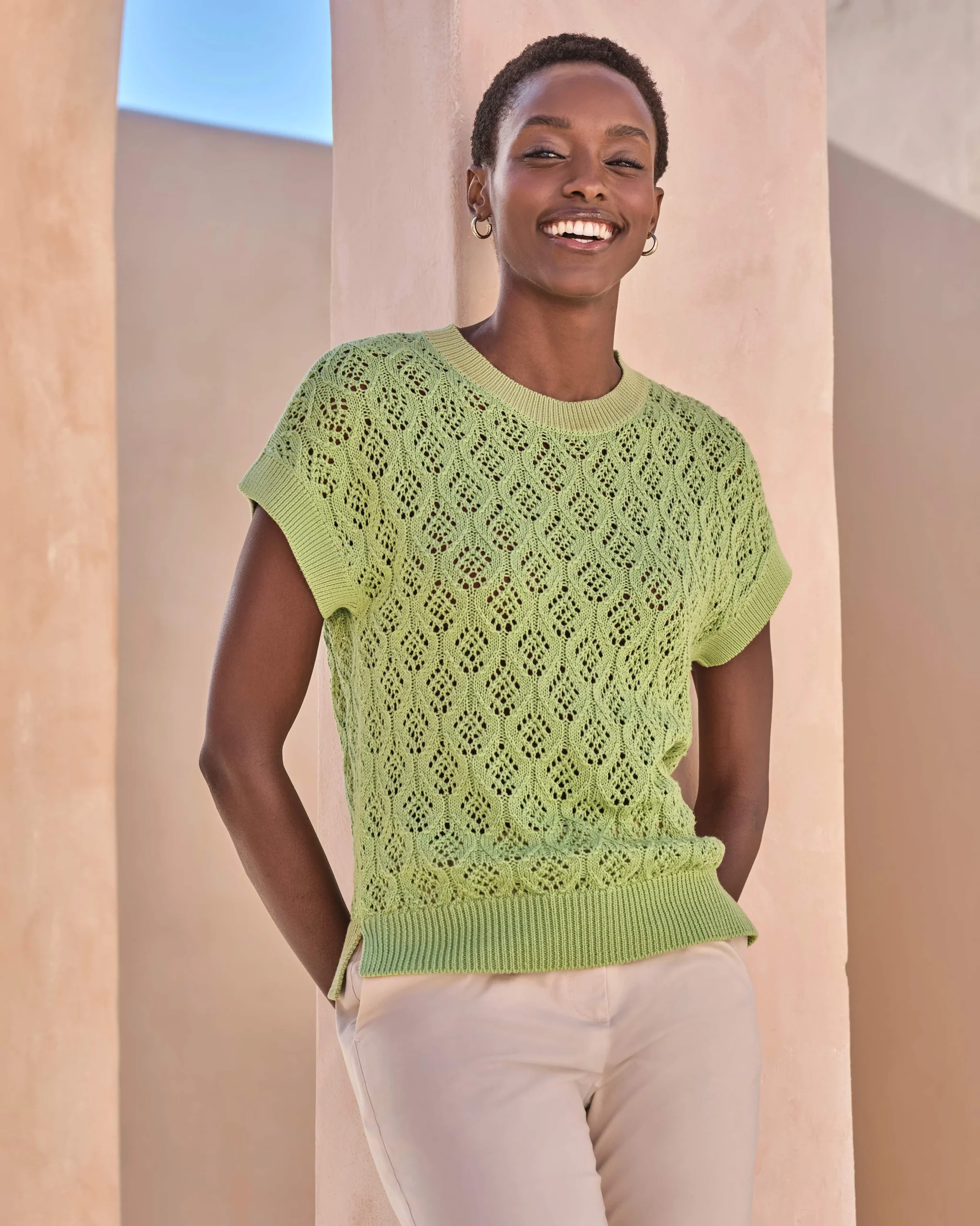 Cotton Lace Knit Top^Pure Collection Sale