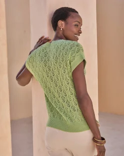 Cotton Lace Knit Top^Pure Collection Sale
