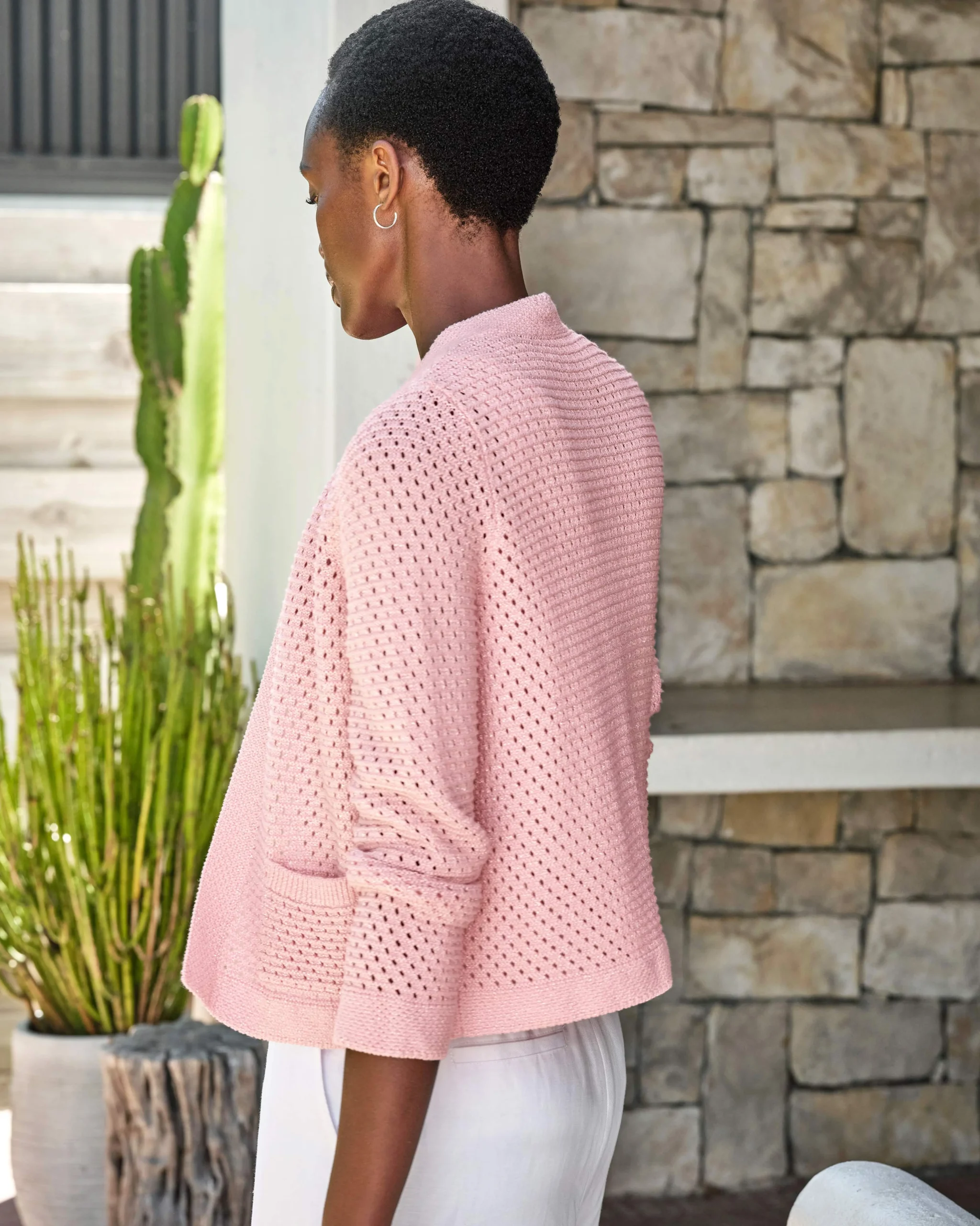 Cotton Mesh Edge To Edge Cardigan^Pure Collection Sale