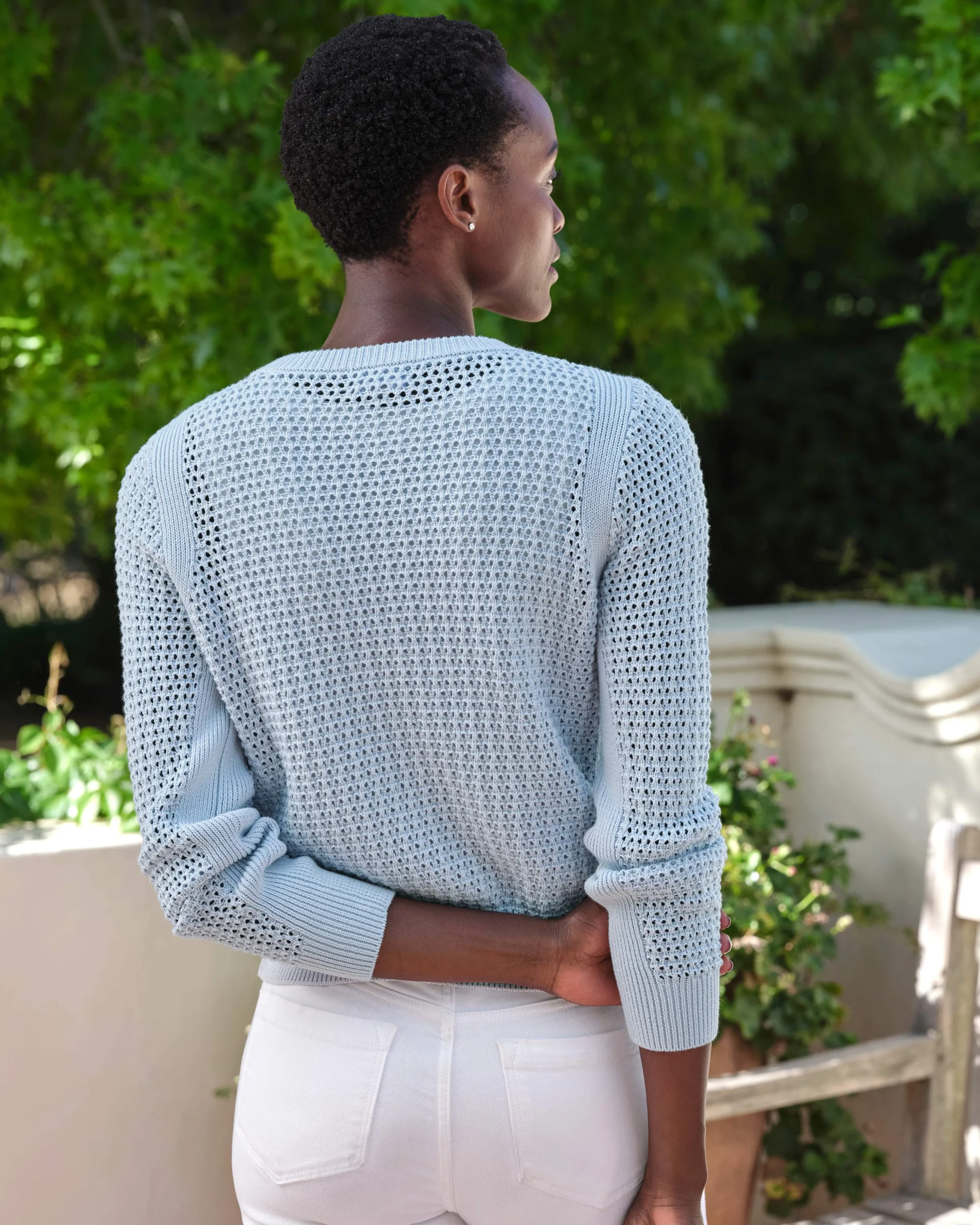 Cotton Mesh Zip Through Cardigan^Pure Collection Clearance