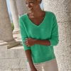 Cotton Textured V Neck Sweater^Pure Collection Sale