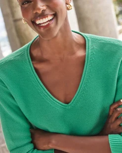 Cotton Textured V Neck Sweater^Pure Collection Sale