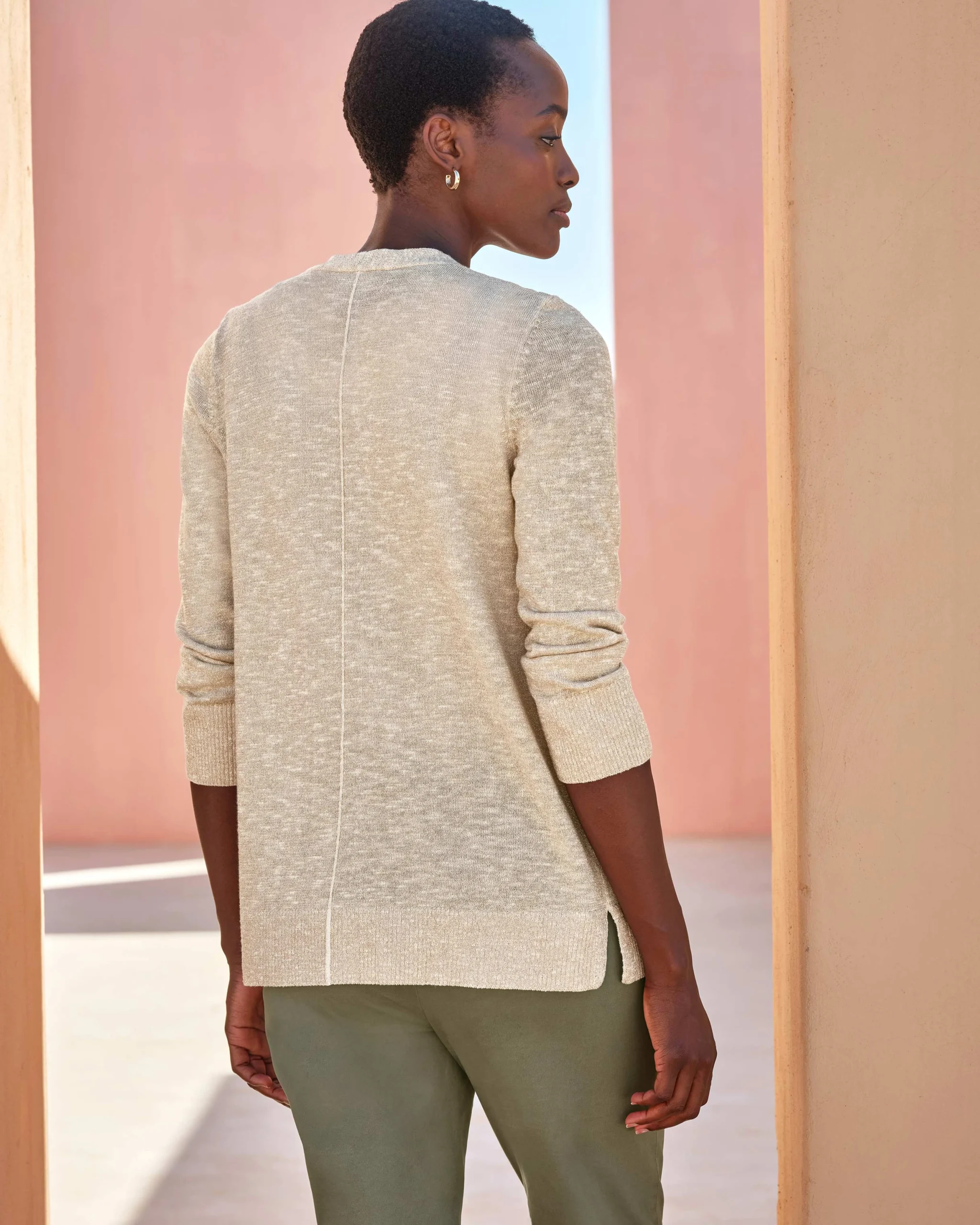 Edge To Edge Cotton Linen Sparkle Cardigan^Pure Collection Sale