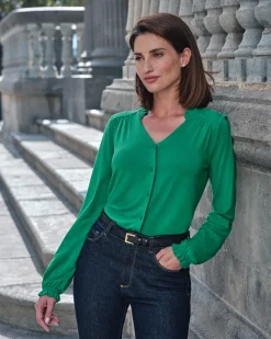 Frill Open Neck Jersey Top^Pure Collection Sale