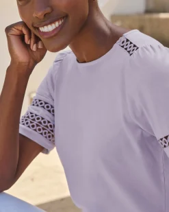 Lace Sleeve Detail Tee^Pure Collection Fashion