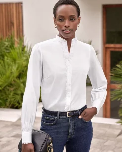 Lace Trim Cotton Shirt^Pure Collection Best