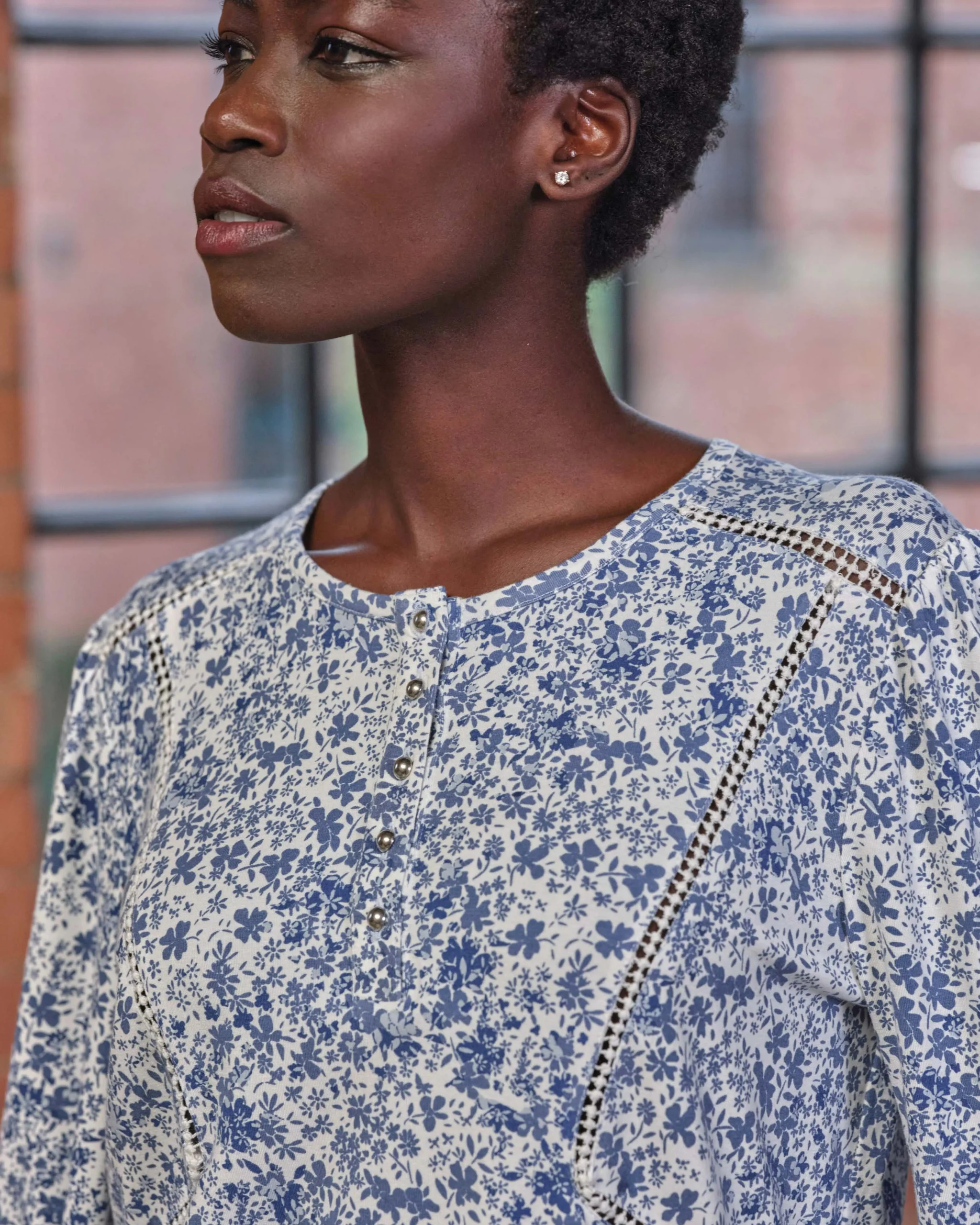Lace Trim Jersey Blouse^Pure Collection New