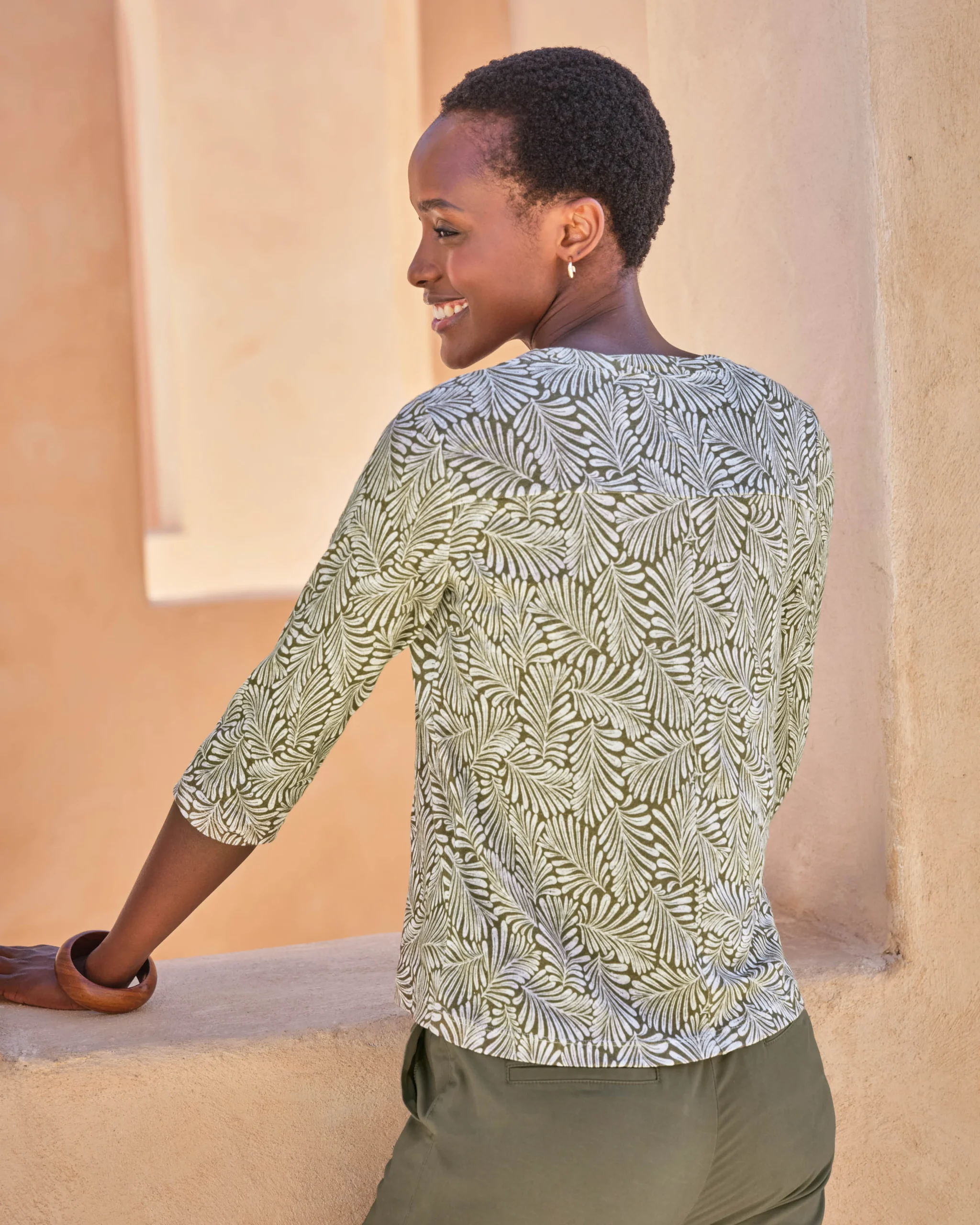 LINEN 3/4 SLEEVE TOP^Pure Collection New