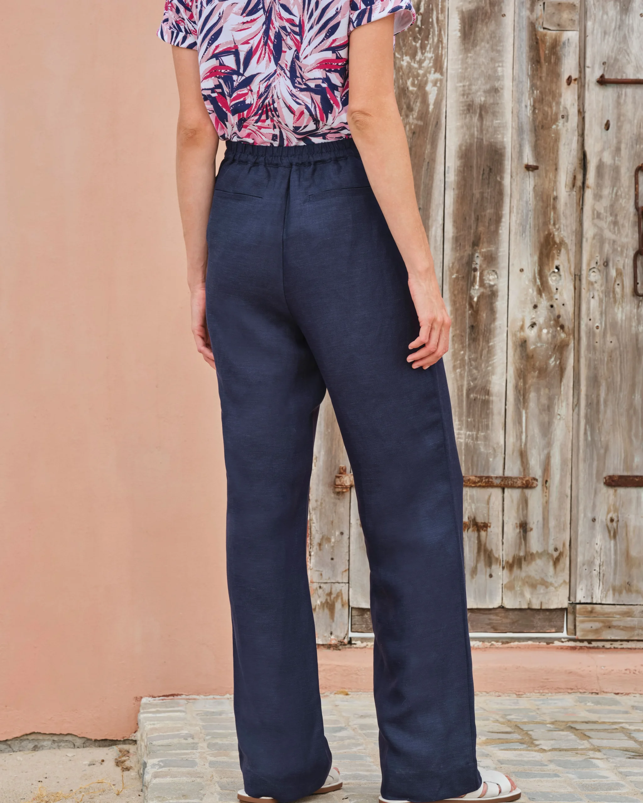 Linen Blend Wide Leg Trousers^Pure Collection Online