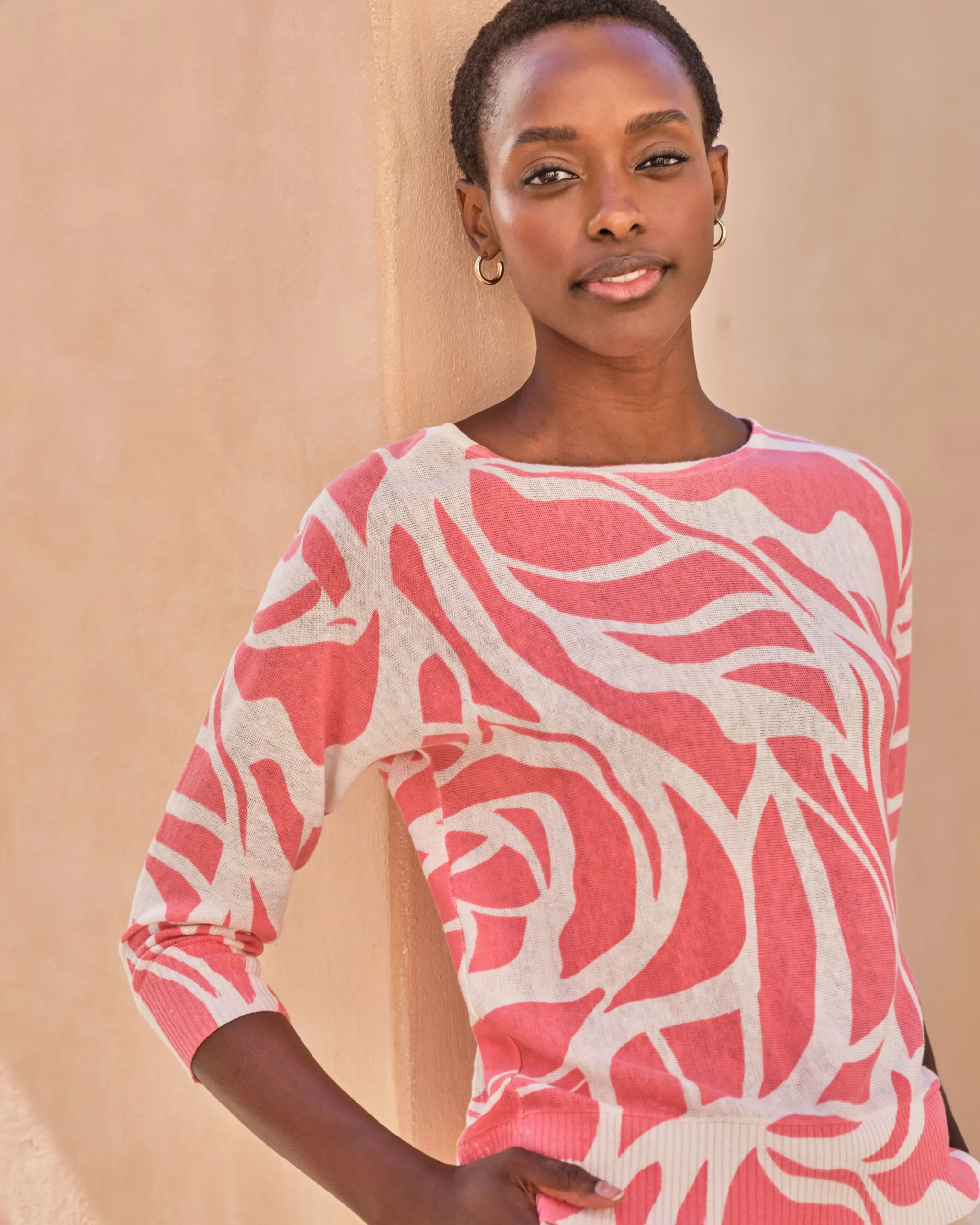 Linen Leaf Print Sweater^Pure Collection Sale