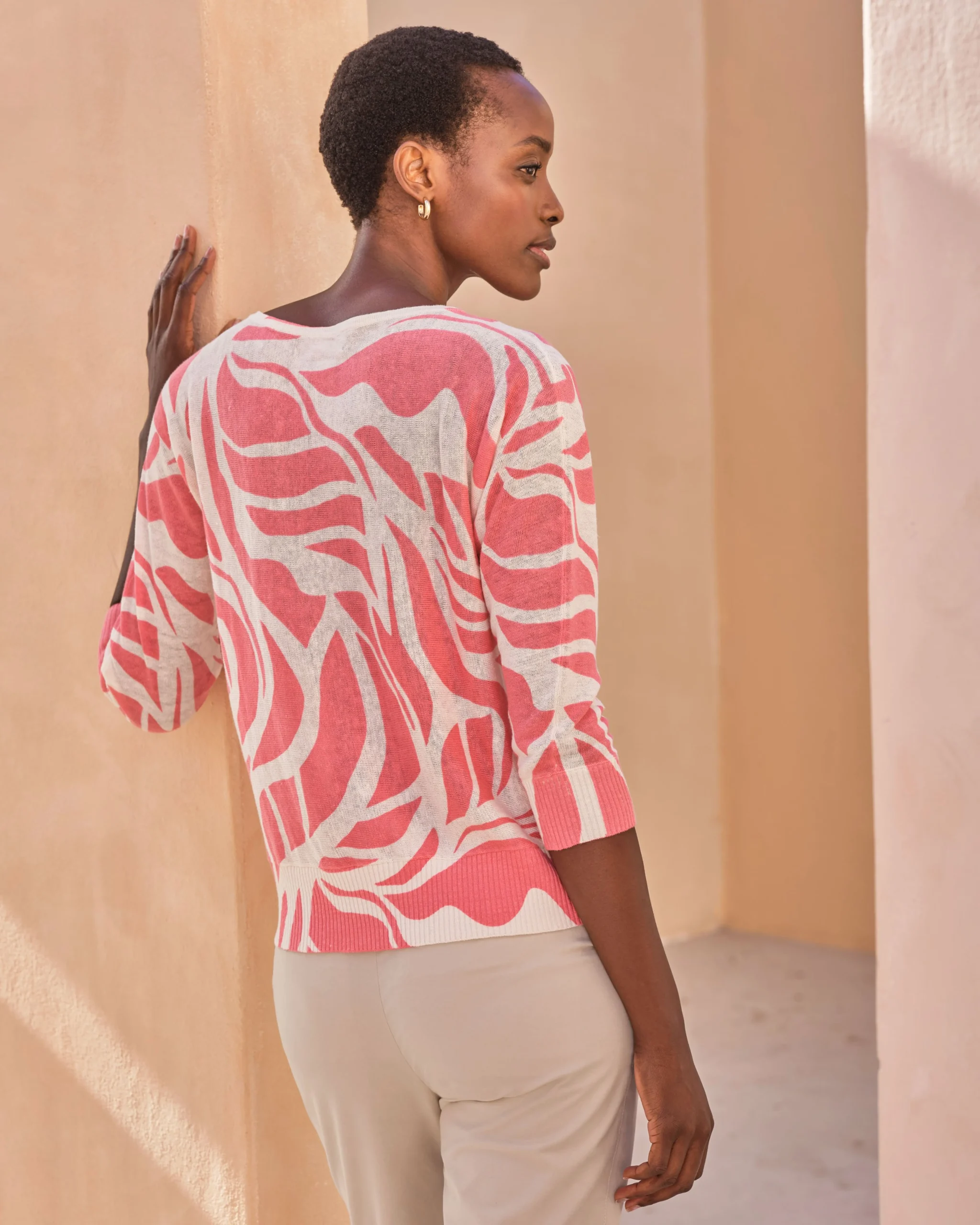 Linen Leaf Print Sweater^Pure Collection Sale