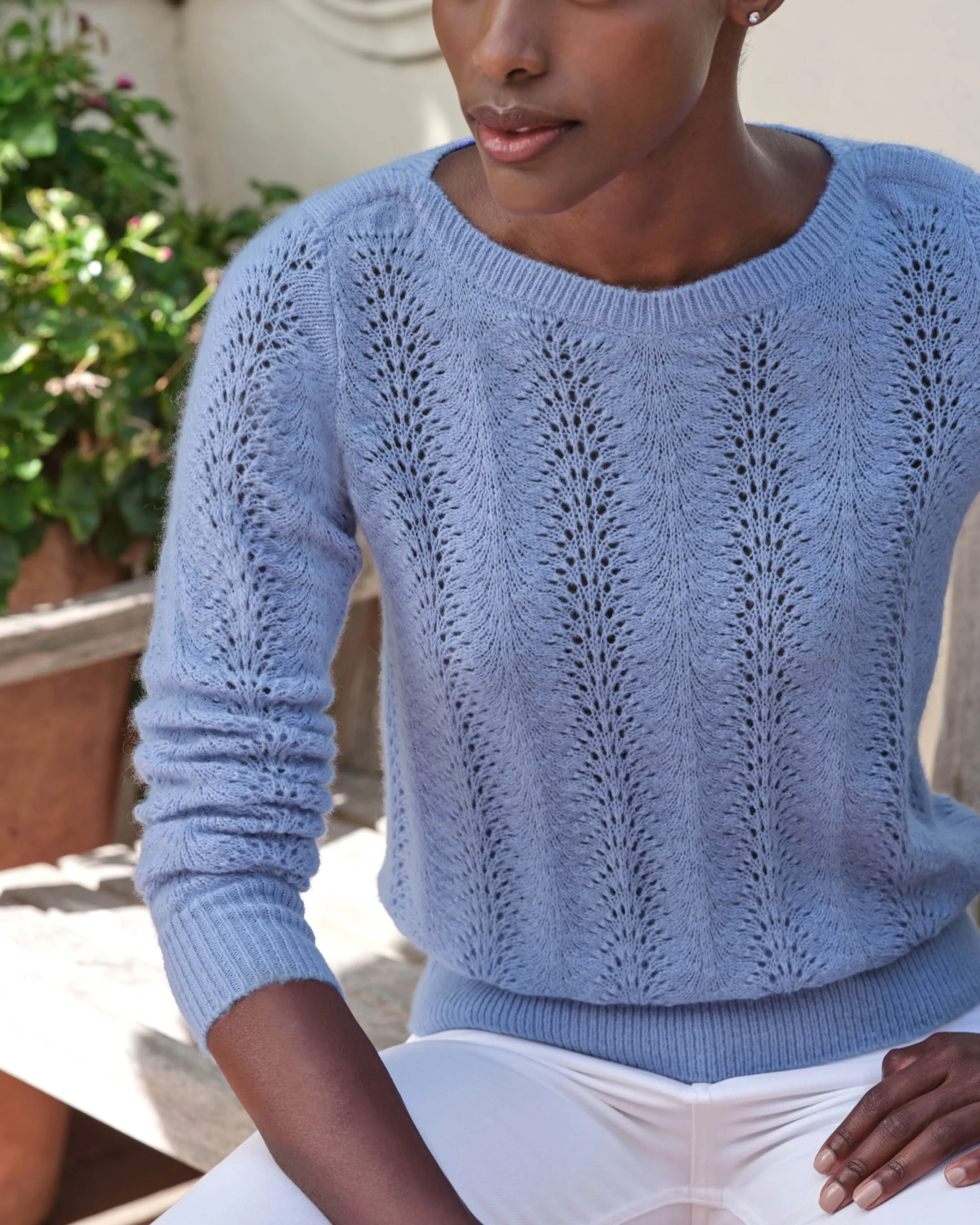 Merino Cashmere Fan Stitch Sweater^Pure Collection Discount