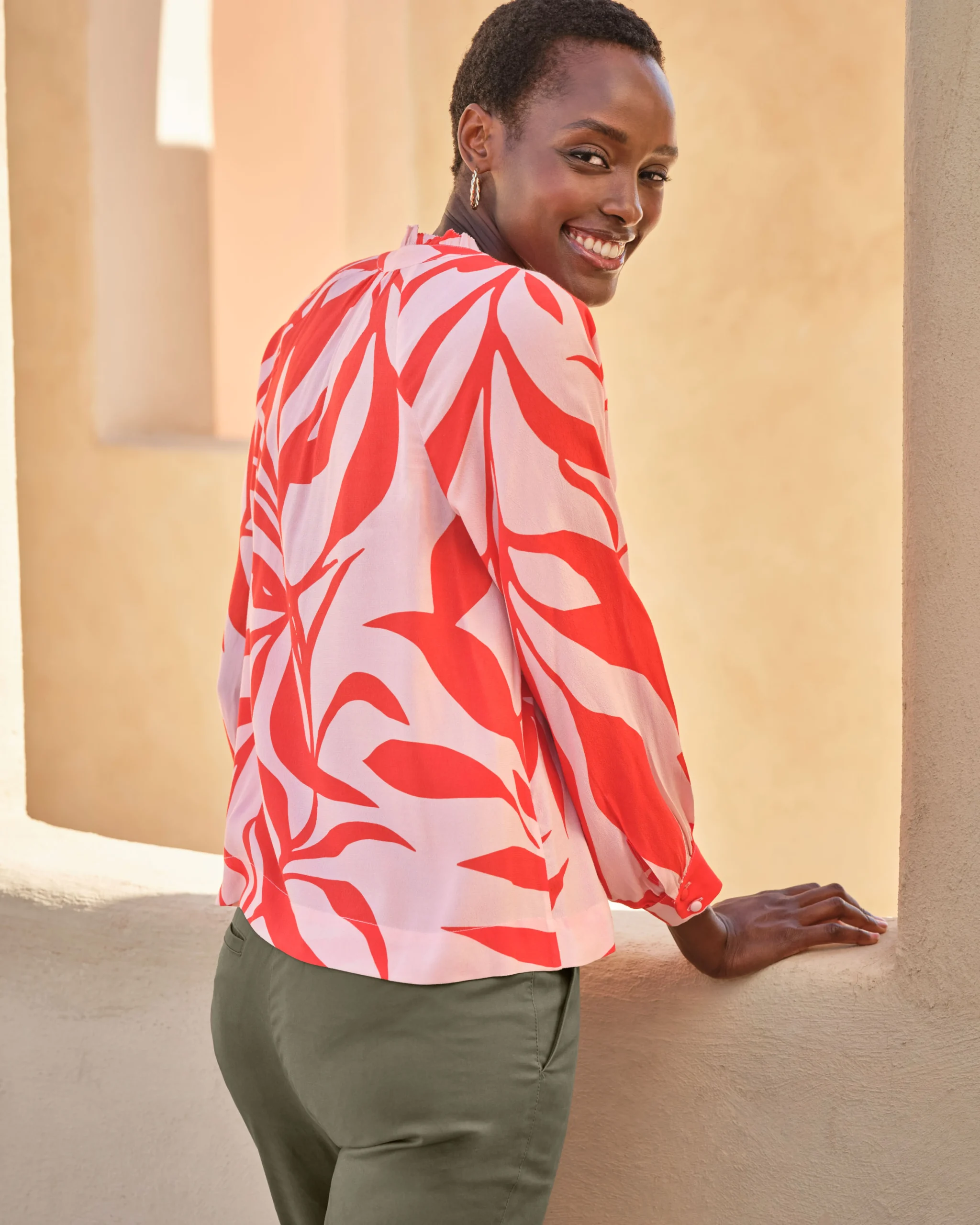Ruffle Edge Notch Blouse^Pure Collection Discount