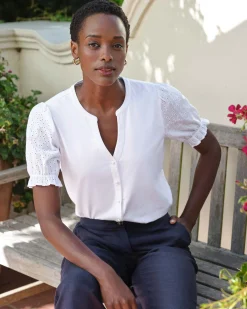 1/2 Sleeve Broderie Blouse^Pure Collection Outlet