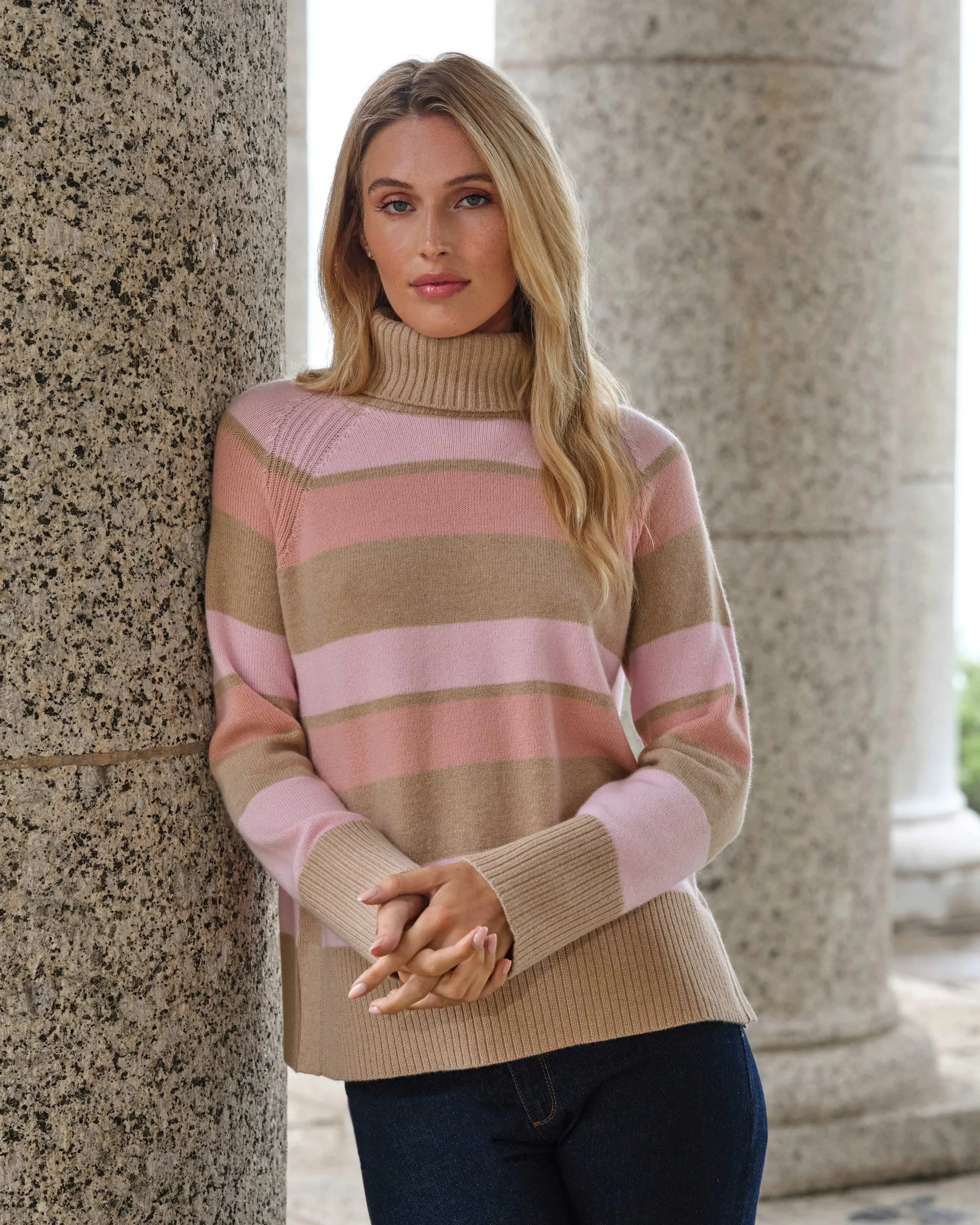 Wool Cashmere Wide Stripe Sweater^Pure Collection Clearance