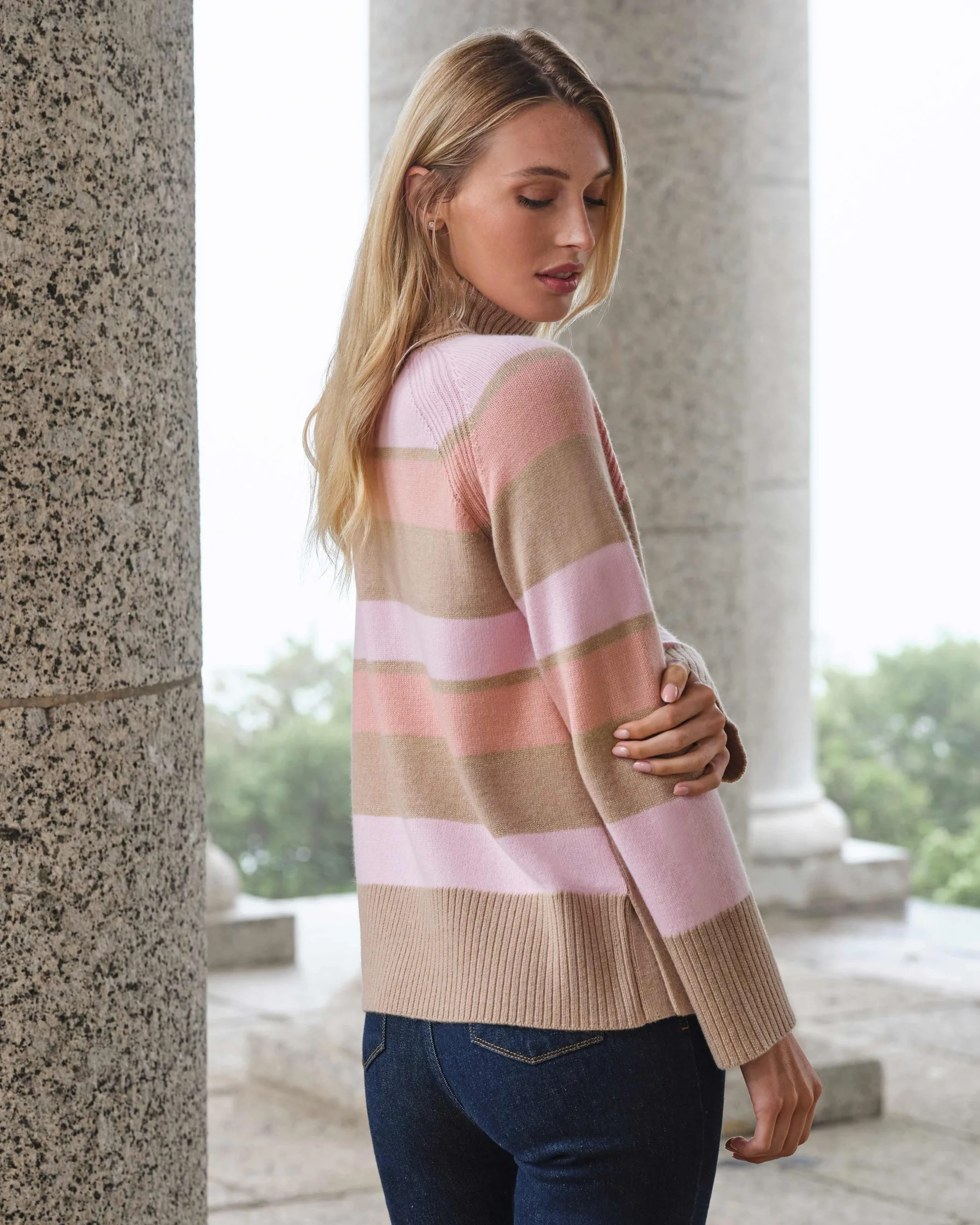 Wool Cashmere Wide Stripe Sweater^Pure Collection Clearance